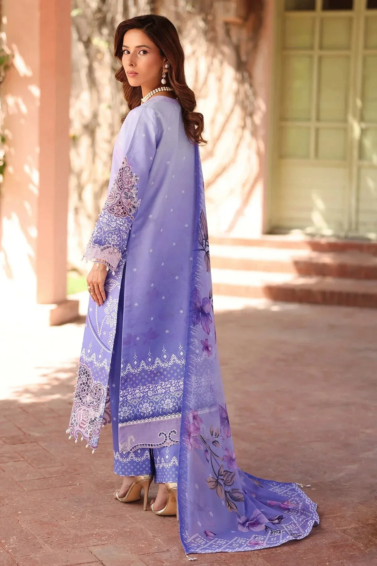 Alizeh Embroidered Printed Festive Edit 25 Lavender Chiffon – view 2 – Poshaq