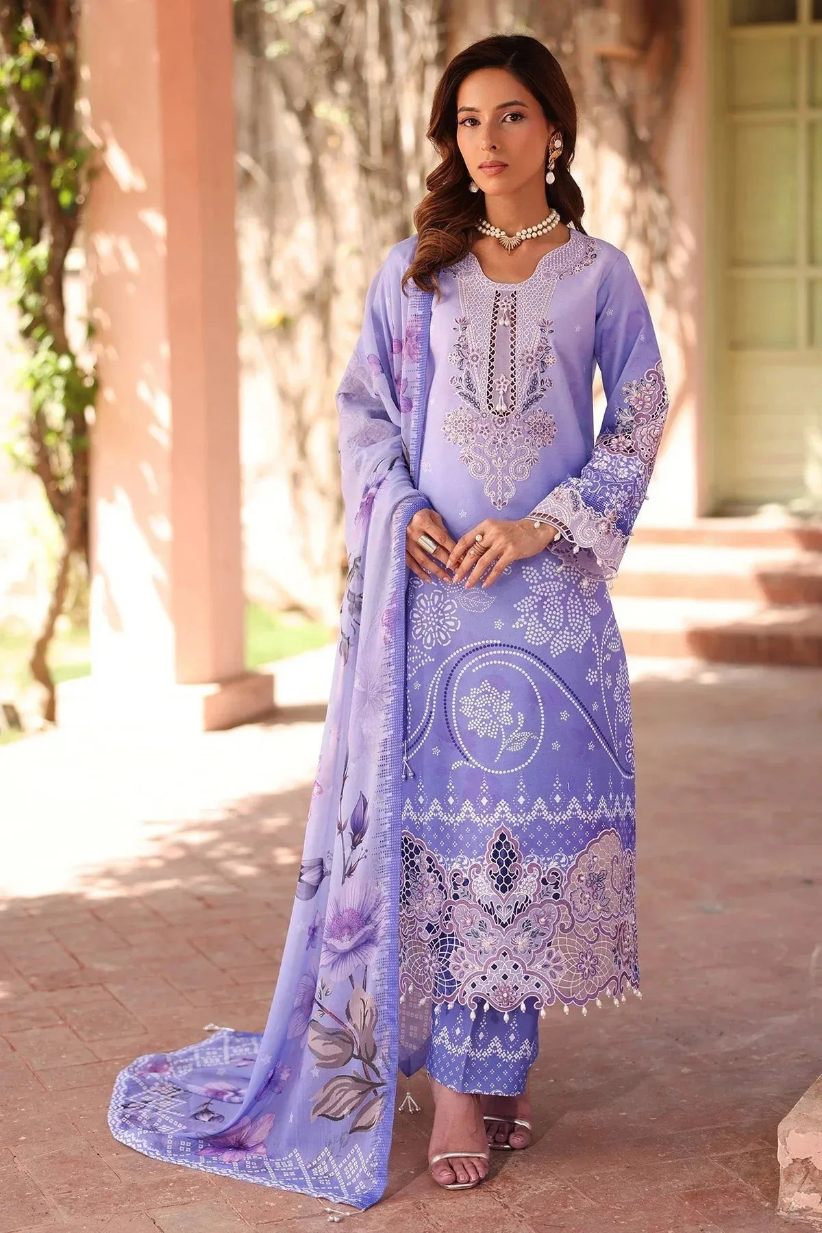 Alizeh Embroidered Printed Festive Edit 25 Lavender Chiffon – view 3 – Poshaq
