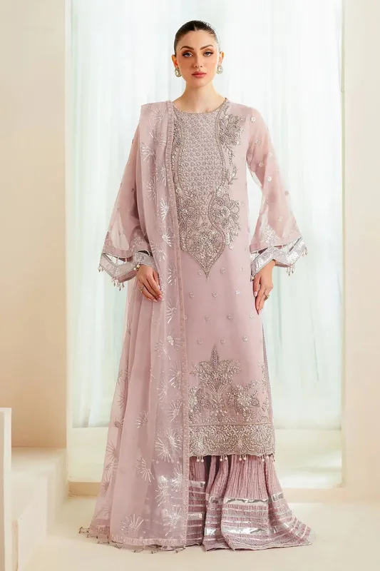 Alizeh Aymal Chiffon Lilac Raw Silk – view 1 – Poshaq