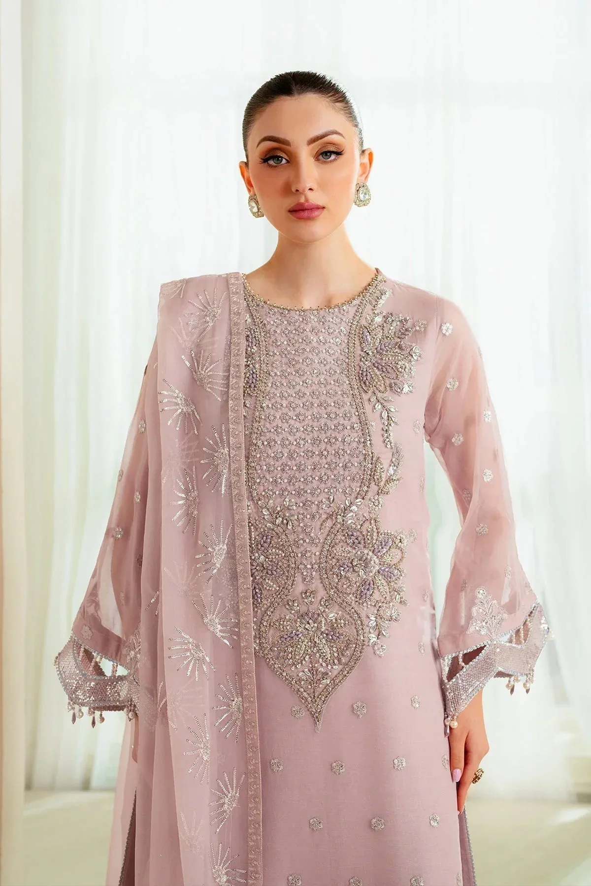 Alizeh Aymal Chiffon Lilac Raw Silk – view 3 – Poshaq