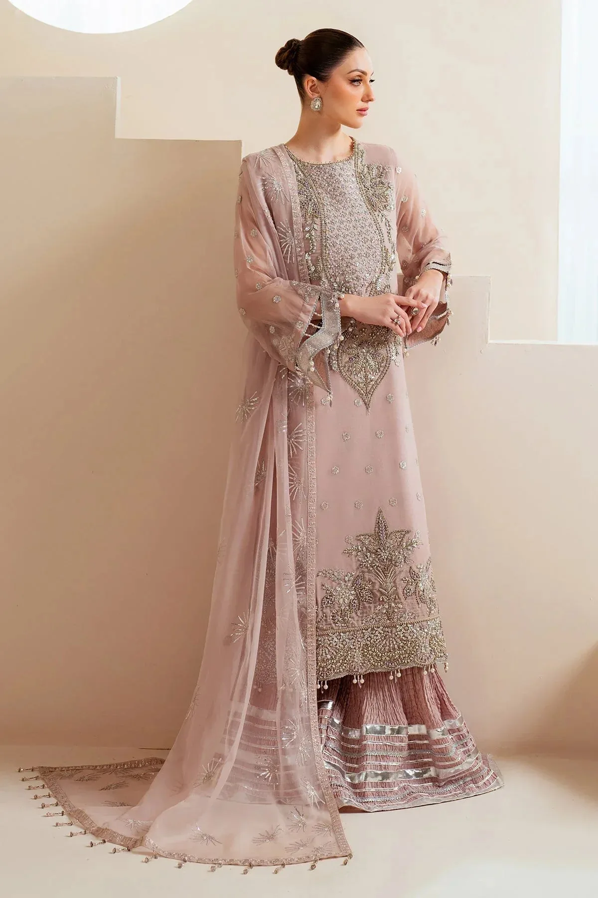 Alizeh Aymal Chiffon Lilac Raw Silk – view 4 – Poshaq