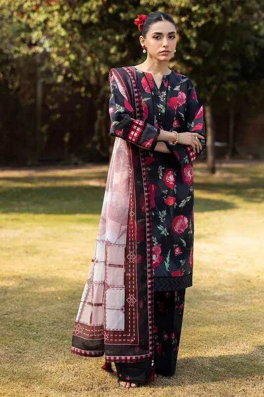 Alizeh Sheen Lawn Prints 25 Black Chiffon – view 1 – Poshaq