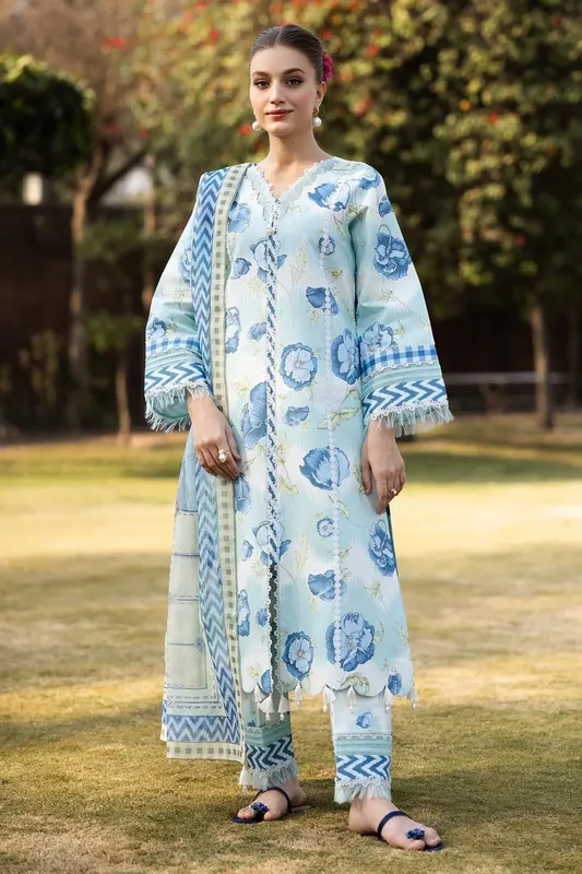 Alizeh Sheen Lawn Prints 25 Ice Blue Chiffon – view 1 – Poshaq