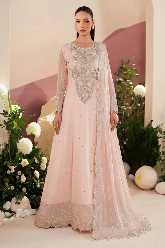 Alizeh Handcrafted Eid Edit 25 Light Pink Raw Silk – view 1 – Poshaq