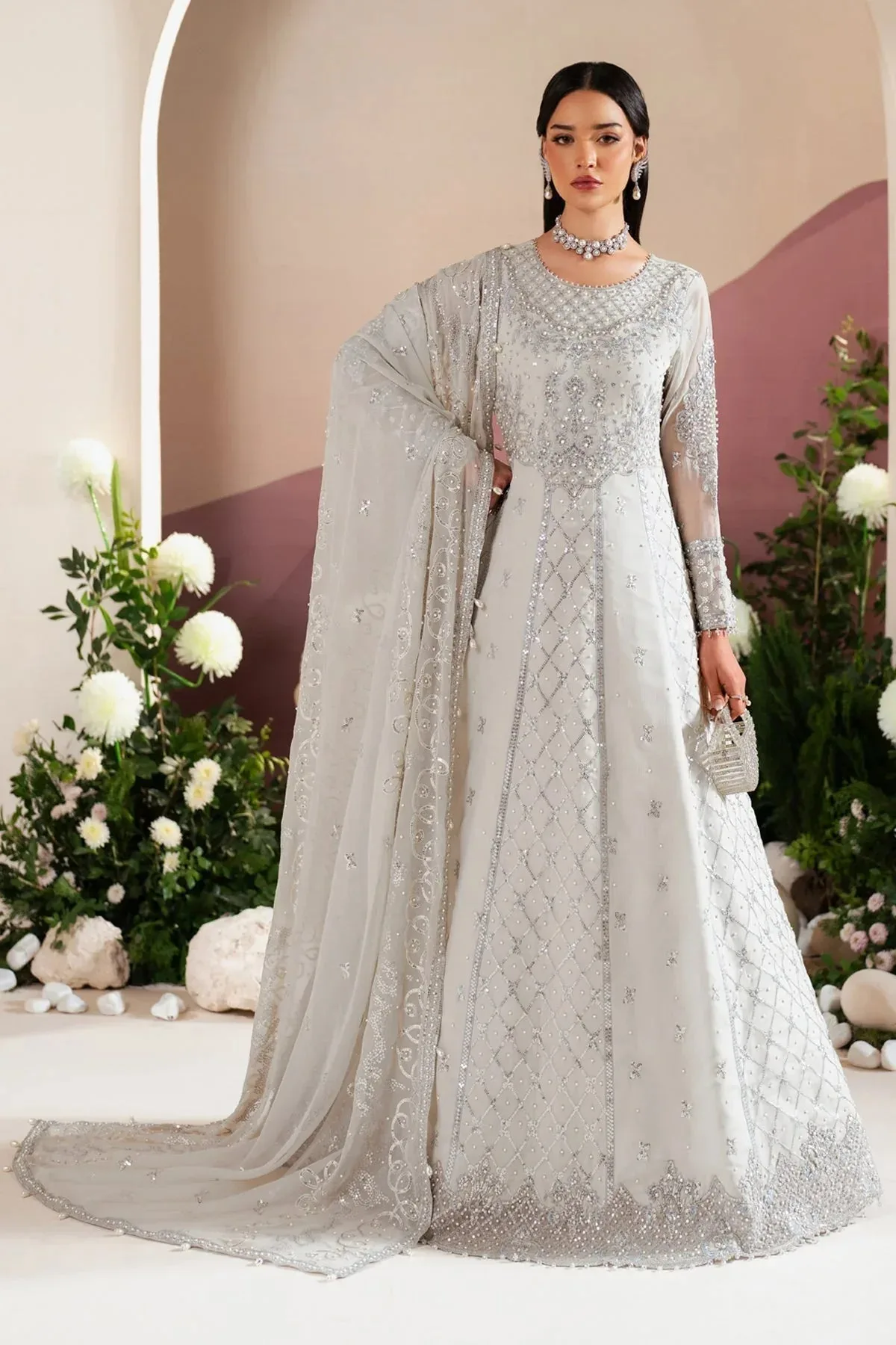 Alizeh Handcrafted Eid Edit 25 Off White Raw Silk – view 1 – Poshaq