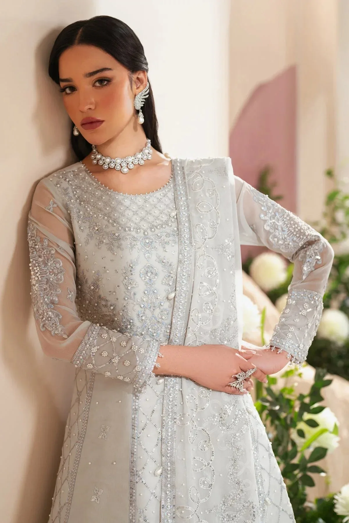 Alizeh Handcrafted Eid Edit 25 Off White Raw Silk – view 4 – Poshaq