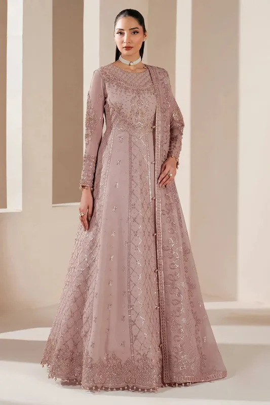 Alizeh Handcrafted Eid Edit 25 Soft Pink Raw Silk – view 1 – Poshaq