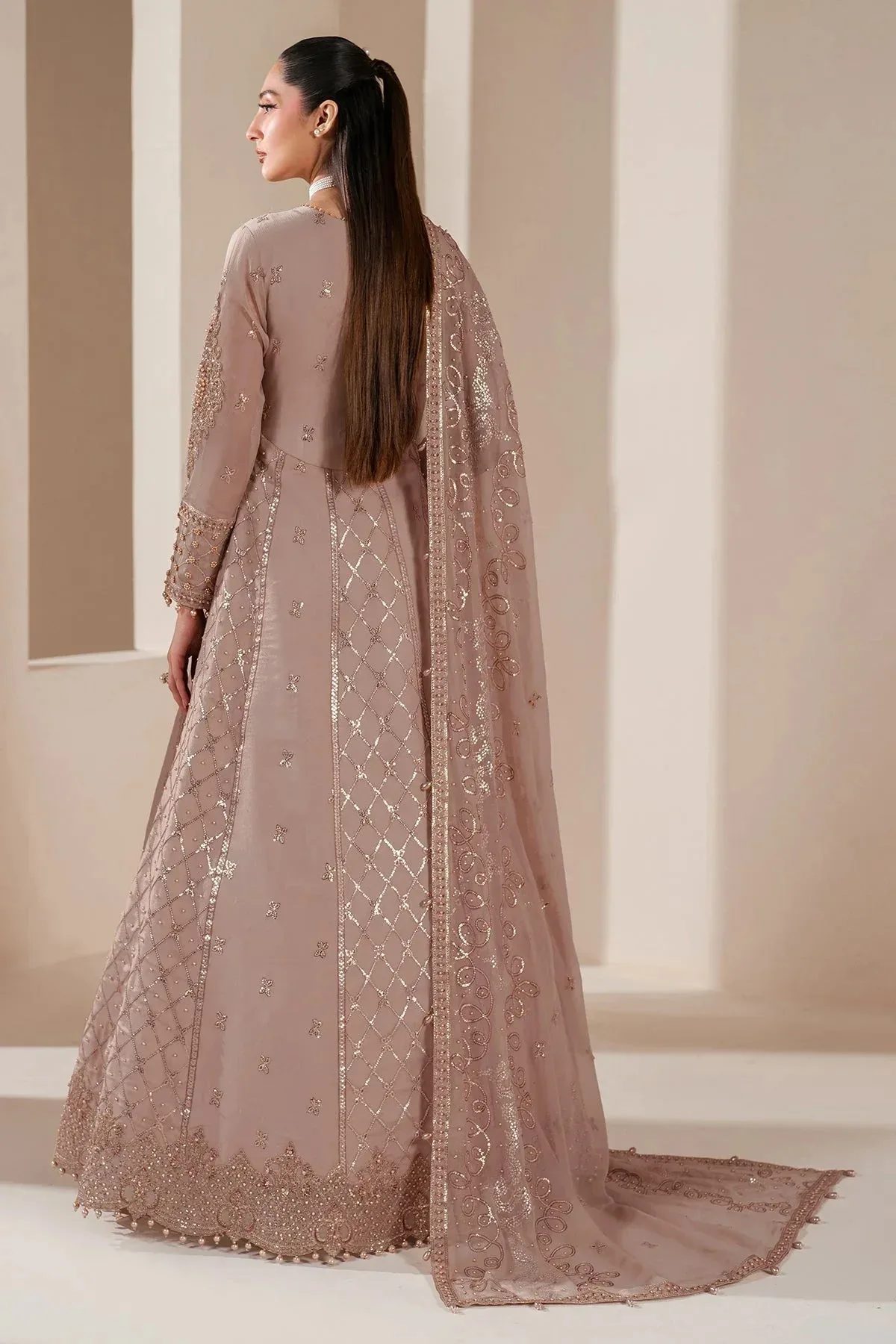Alizeh Handcrafted Eid Edit 25 Soft Pink Raw Silk – view 2 – Poshaq