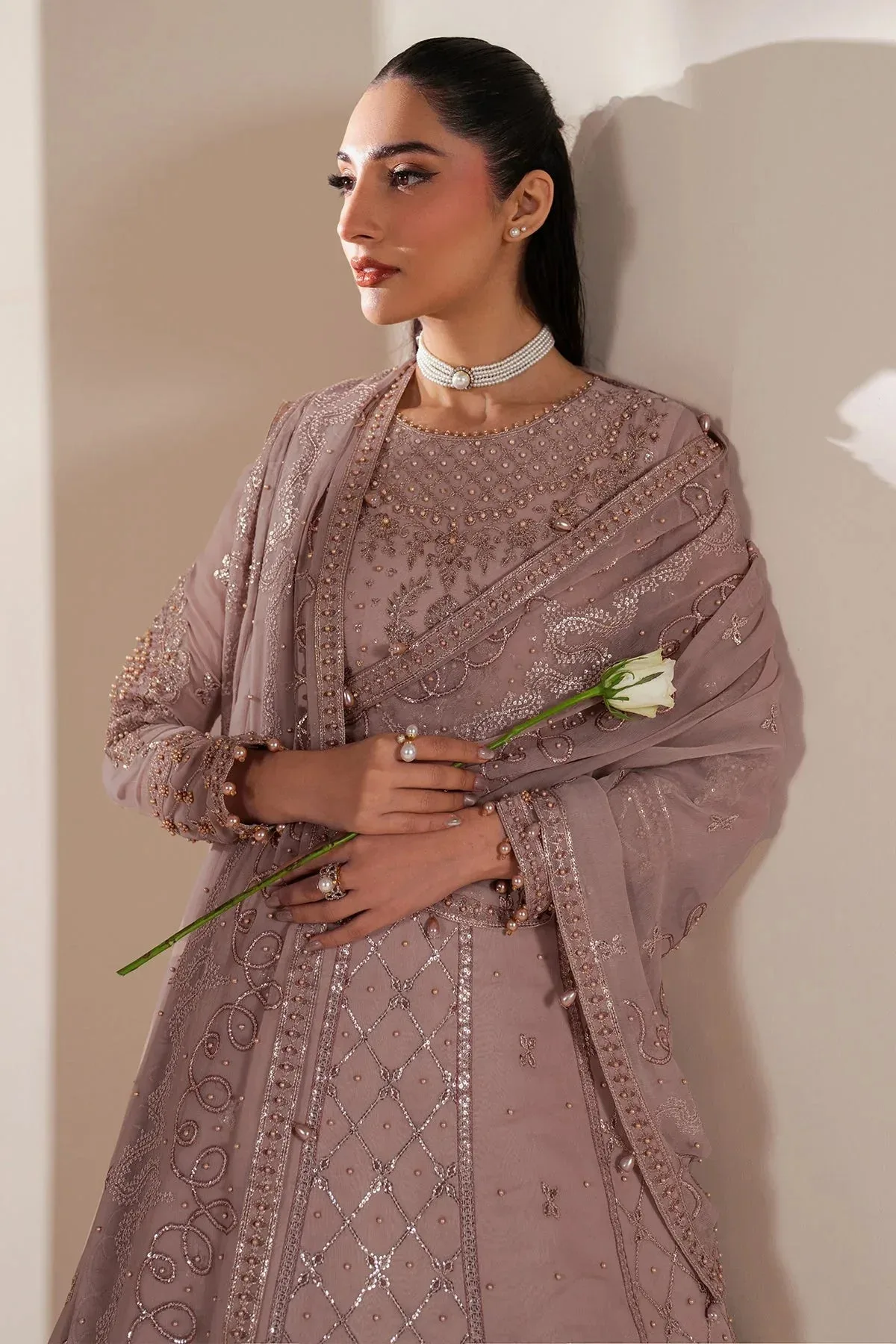 Alizeh Handcrafted Eid Edit 25 Soft Pink Raw Silk – view 3 – Poshaq