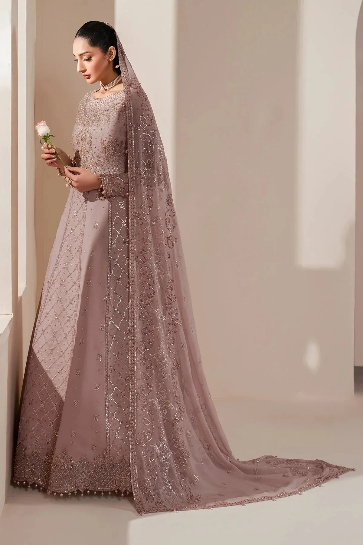 Alizeh Handcrafted Eid Edit 25 Soft Pink Raw Silk – view 4 – Poshaq