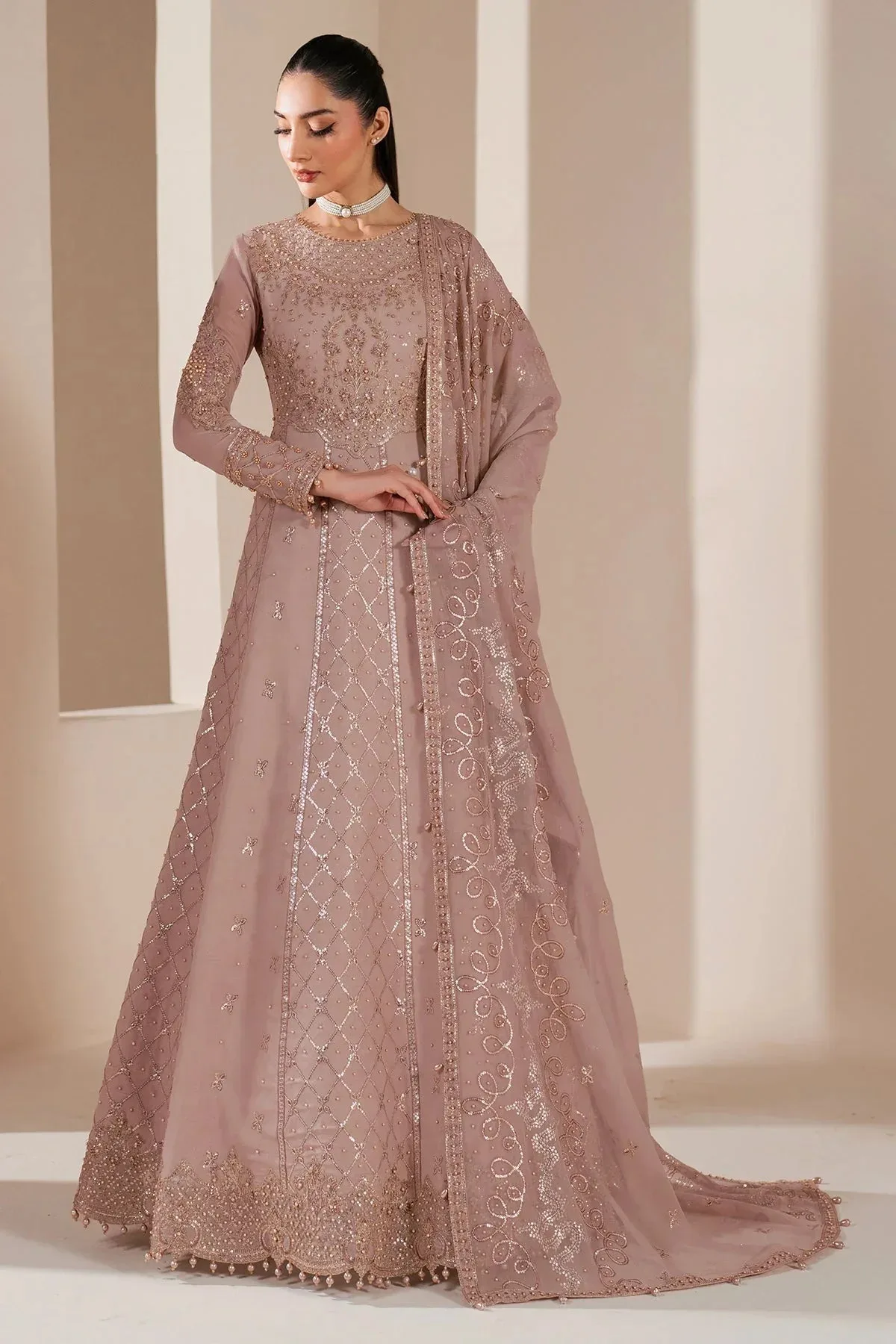 Alizeh Handcrafted Eid Edit 25 Soft Pink Raw Silk – view 5 – Poshaq