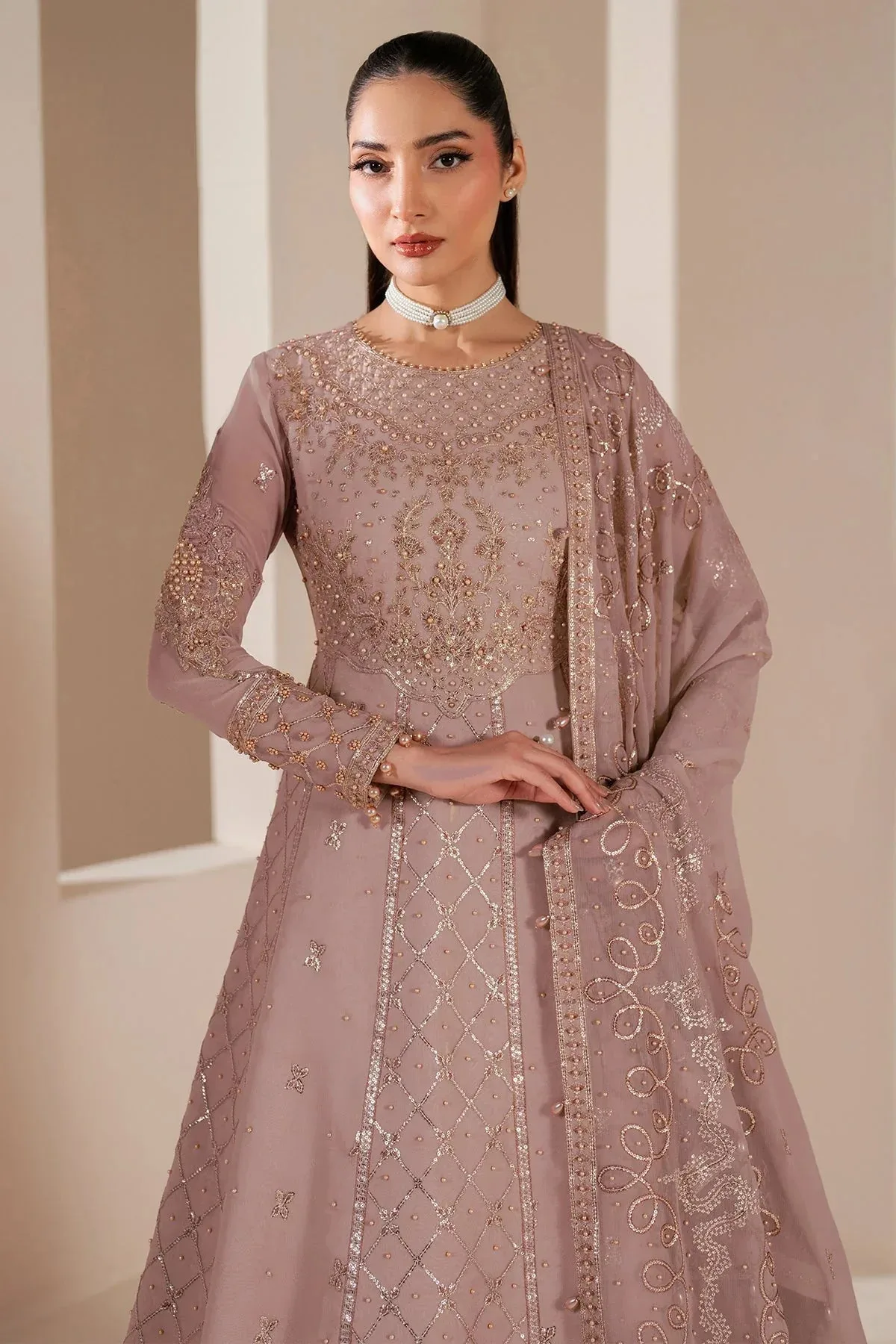 Alizeh Handcrafted Eid Edit 25 Soft Pink Raw Silk – view 6 – Poshaq