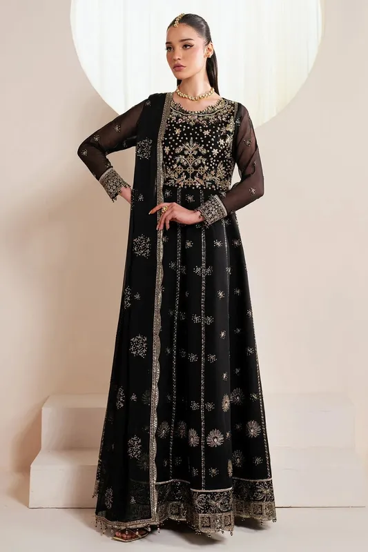 Alizeh Handcrafted Eid Edit 25 Black Chiffon – view 1 – Poshaq
