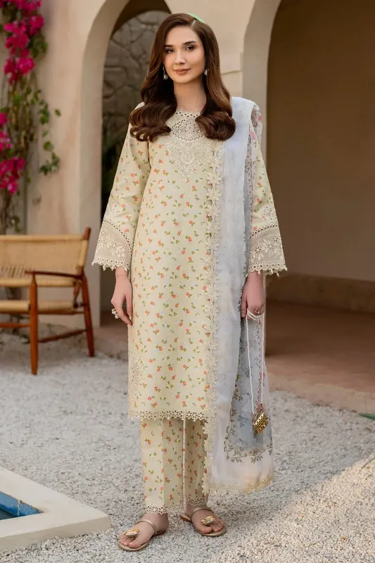 Alizeh Levana Lawn Ivory Chiffon – view 1 – Poshaq