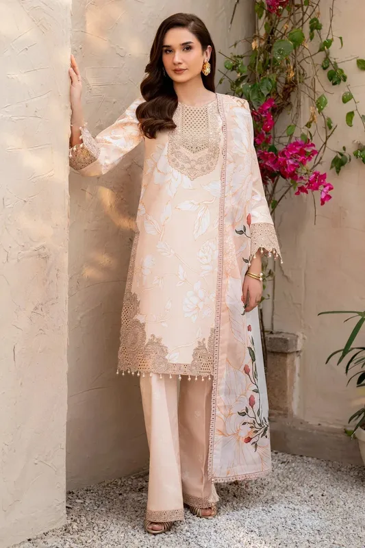 Alizeh Levana Lawn Pale Peach Lawn – view 1 – Poshaq