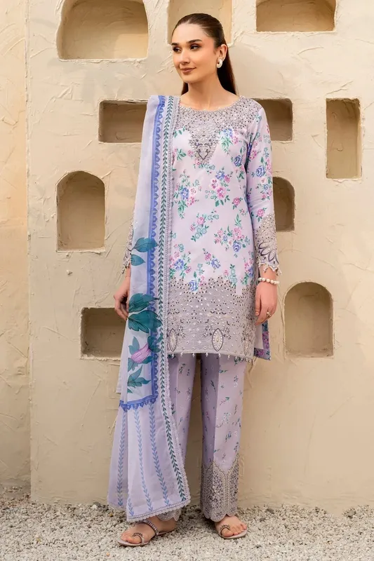 Alizeh Levana Lawn Lilac Organza – view 1 – Poshaq