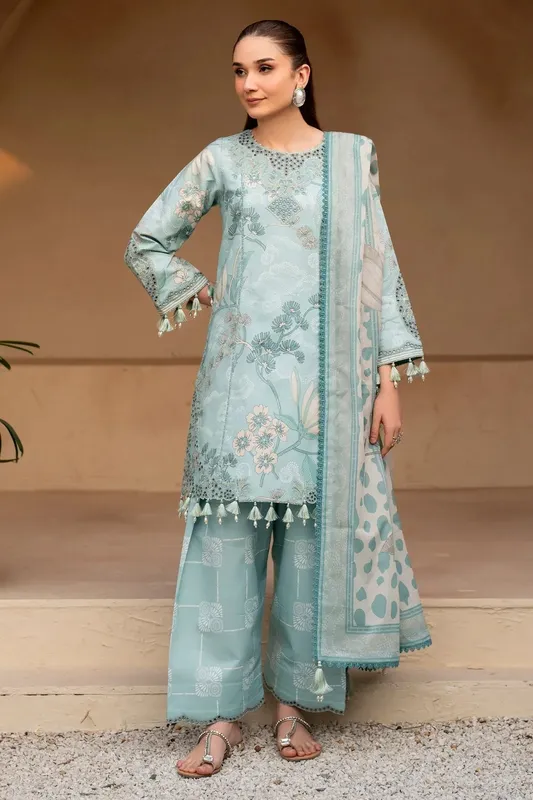 Alizeh Levana Lawn Ice Blue Lawn – view 1 – Poshaq