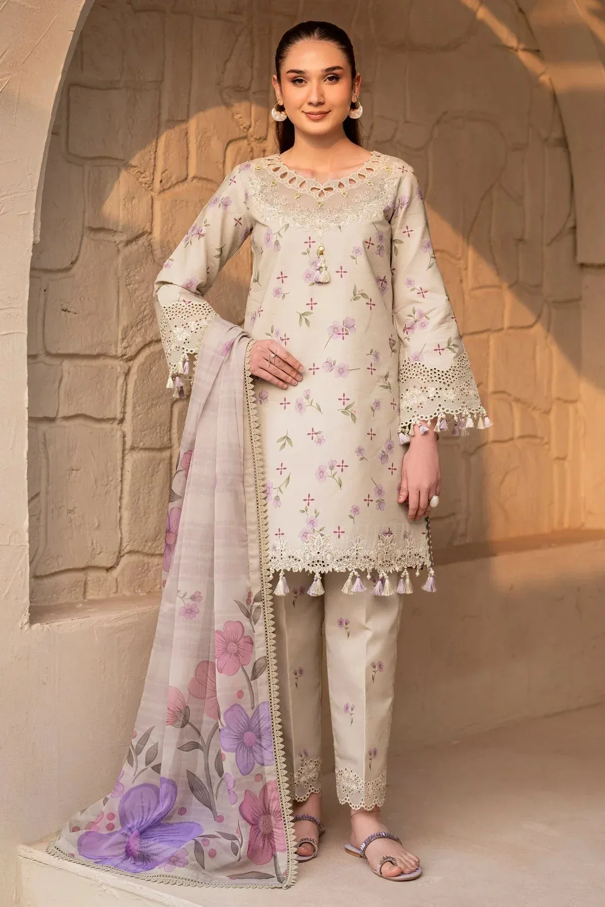 Alizeh Levana Lawn Pale Brown Chiffon – view 1 – Poshaq