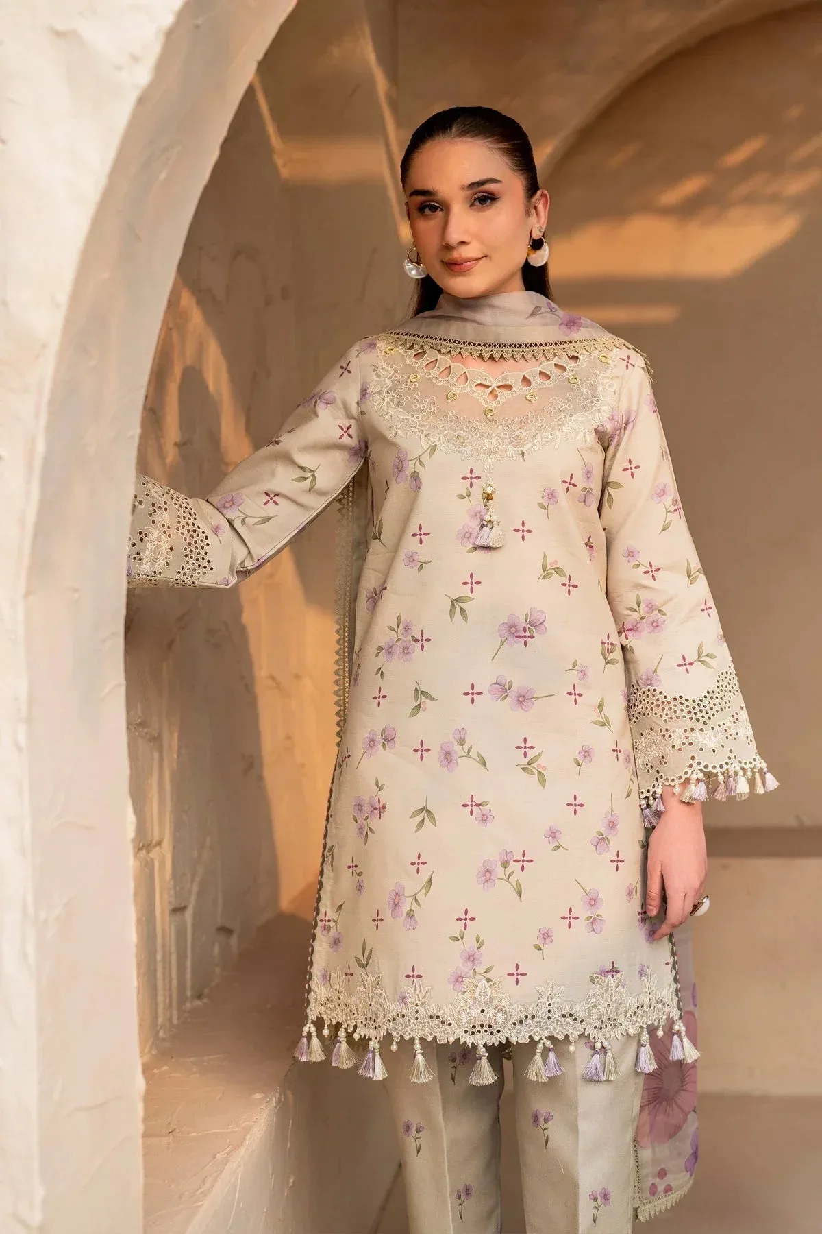 Alizeh Levana Lawn Pale Brown Chiffon – view 3 – Poshaq