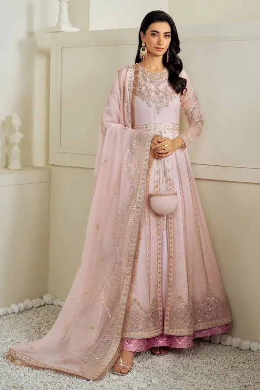 Alizeh Selene Luxury Chiffon Collection 25 Pink Raw Silk – view 1 – Poshaq