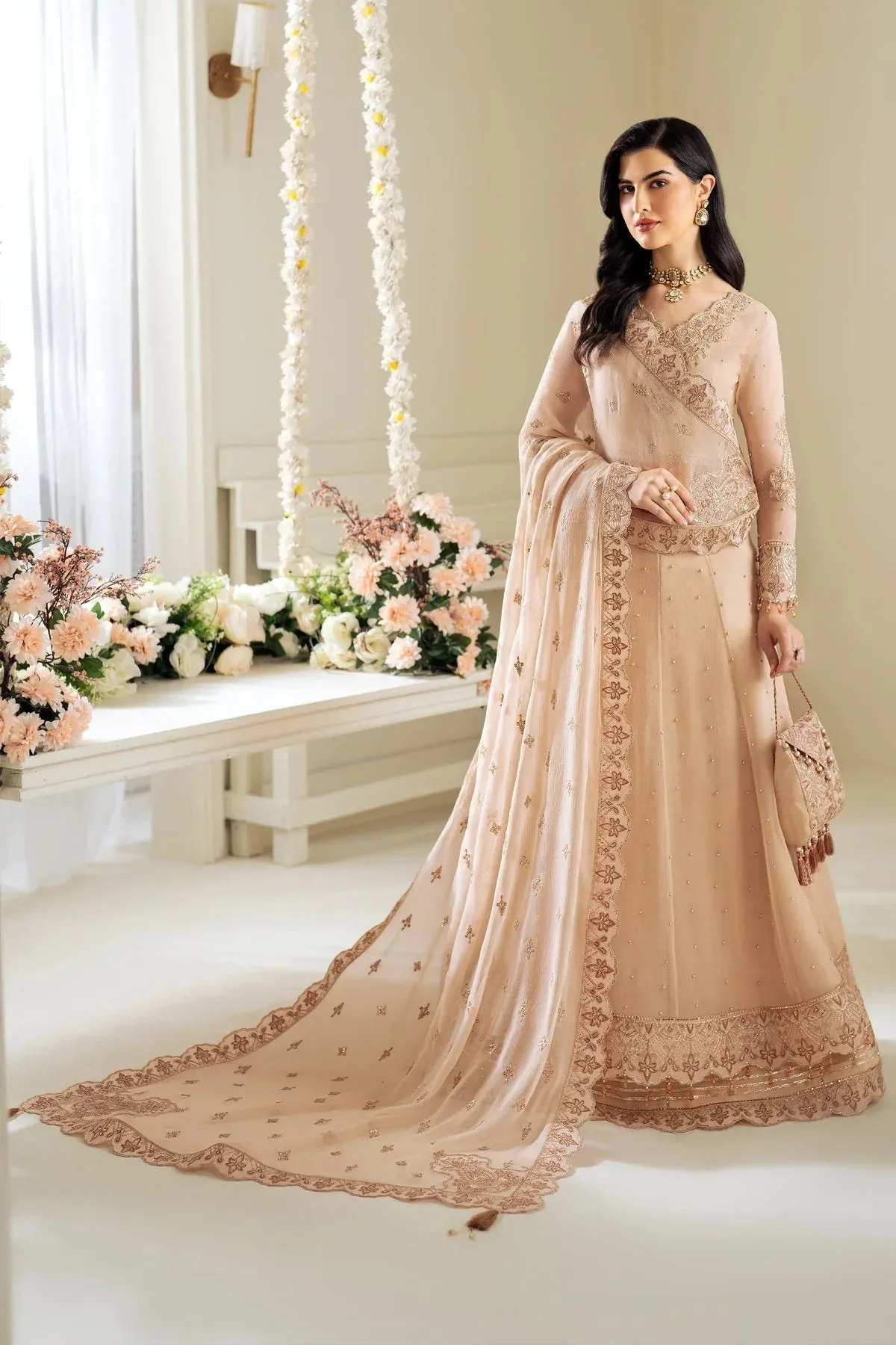 Alizeh Selene Luxury Chiffon Collection 25 Beige Raw Silk – view 1 – Poshaq