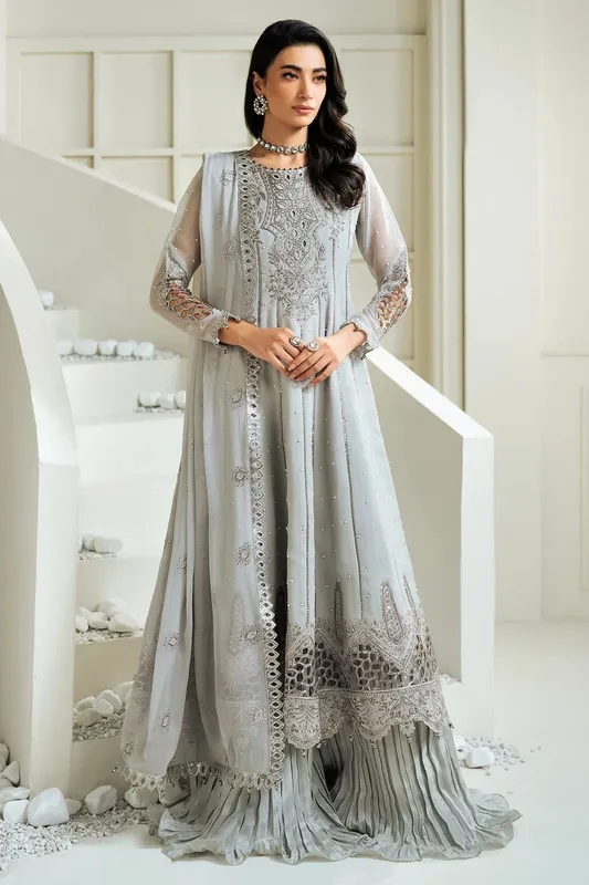Alizeh Selene Luxury Chiffon Collection 25 Grey Raw Silk – view 1 – Poshaq