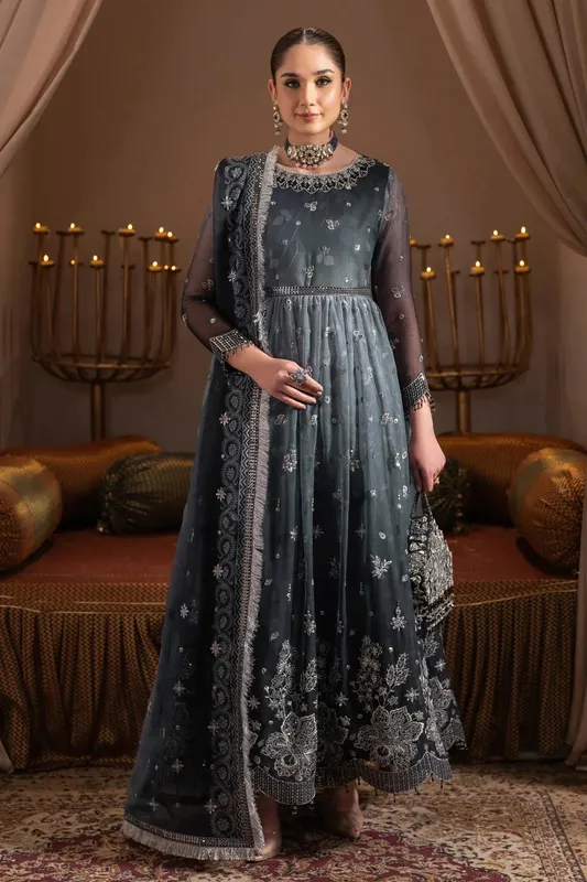 Alizeh Jhalak Formals Blue Gray Raw Silk – view 1 – Poshaq