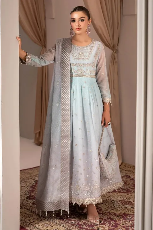 Alizeh Jhalak Formals Sky Blue Chiffon – view 1 – Poshaq