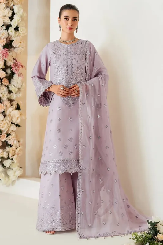 Alizeh Luxury Raw Silk Lilac Raw Silk – view 1 – Poshaq