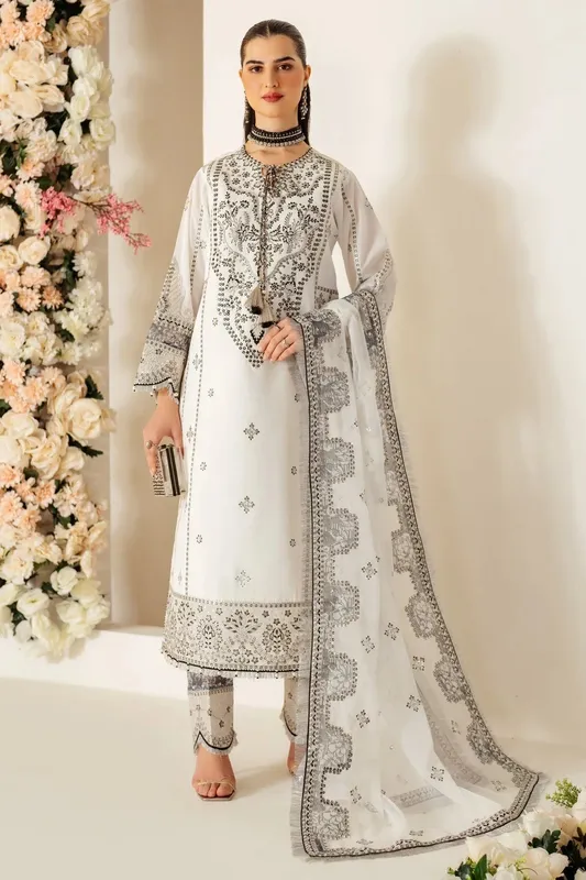 Alizeh Luxury Raw Silk White Raw Silk – view 1 – Poshaq