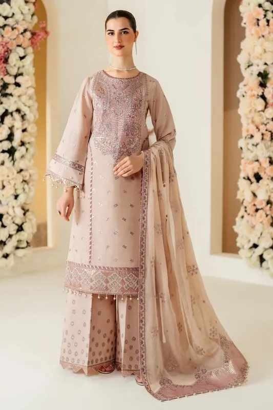 Alizeh Luxury Raw Silk Dusty Pink Raw Silk – view 1 – Poshaq