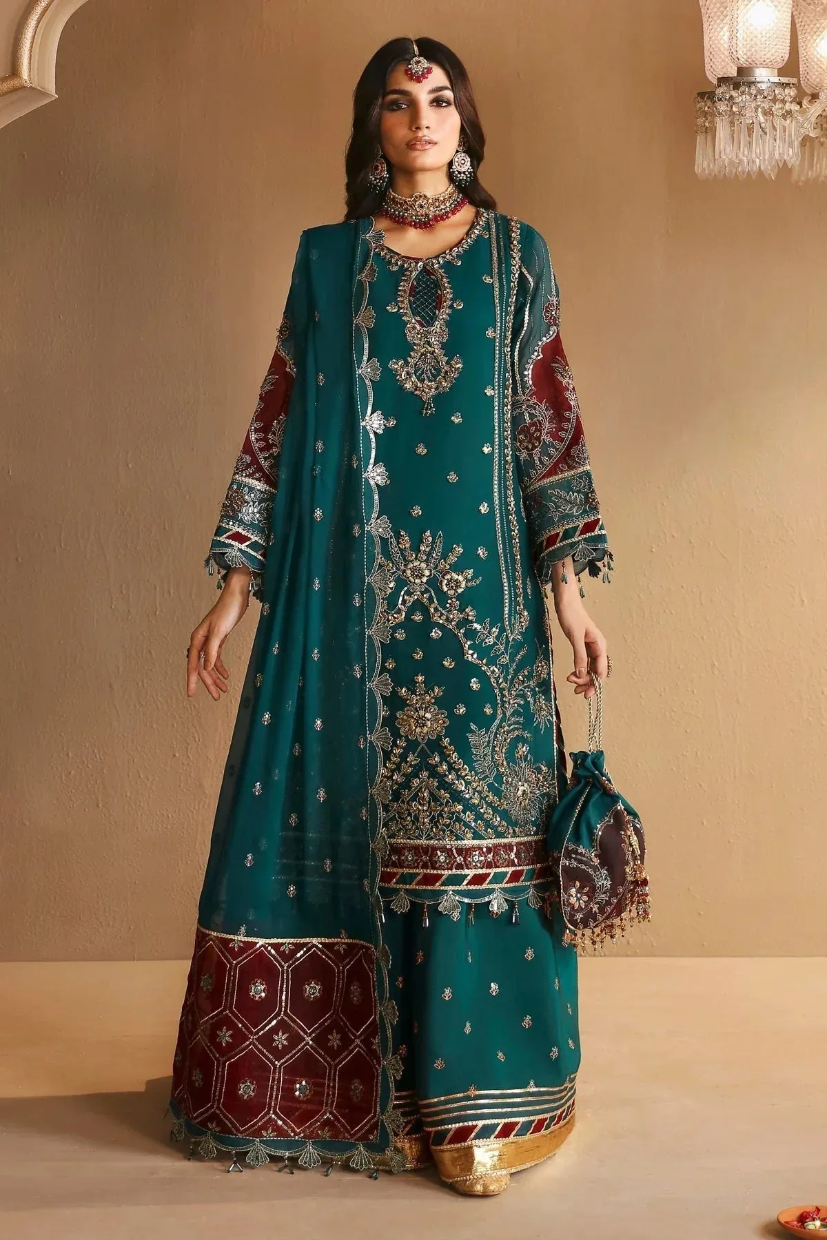 Alizeh Reena Wedding Formals Sea Green Chiffon – view 6 – Poshaq
