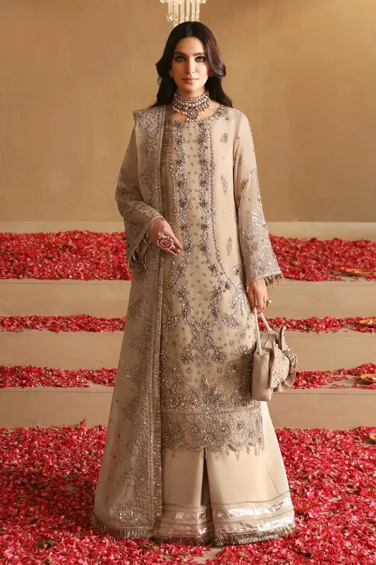 Alizeh Reena Wedding Formals Cream Raw Silk – view 1 – Poshaq