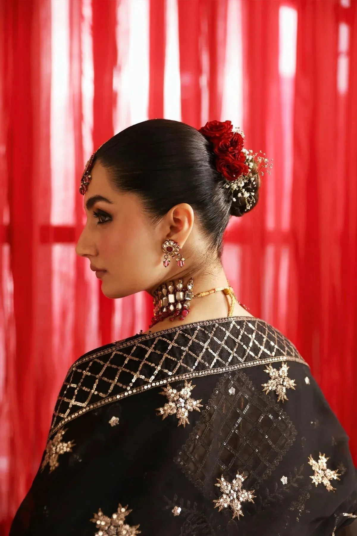 Alizeh Reena Wedding Formals Black Raw Silk – view 3 – Poshaq
