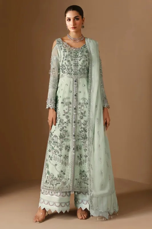 Alizeh Reena Wedding Formals Aqua Raw Silk – view 1 – Poshaq