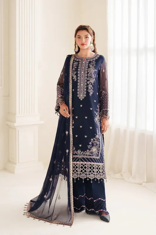 Alizeh Dua Formals 24 Blue Chiffon – view 1 – Poshaq