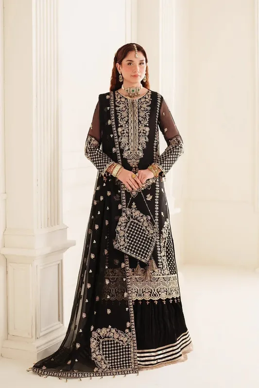 Alizeh Dua Formals 24 Black Raw Silk – view 1 – Poshaq