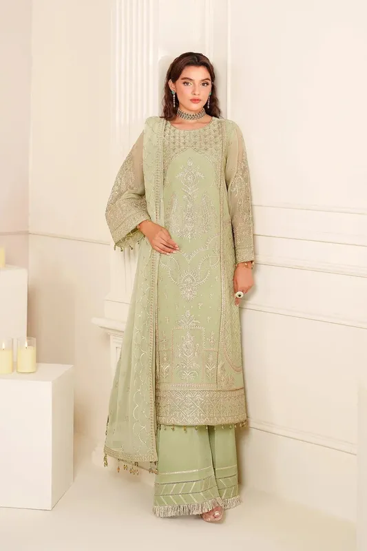 Alizeh Dua Formals 24 Green Raw Silk – view 1 – Poshaq