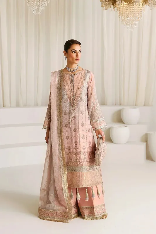 Alizeh La Ruha Wedding Formals Pink Raw Silk – view 1 – Poshaq