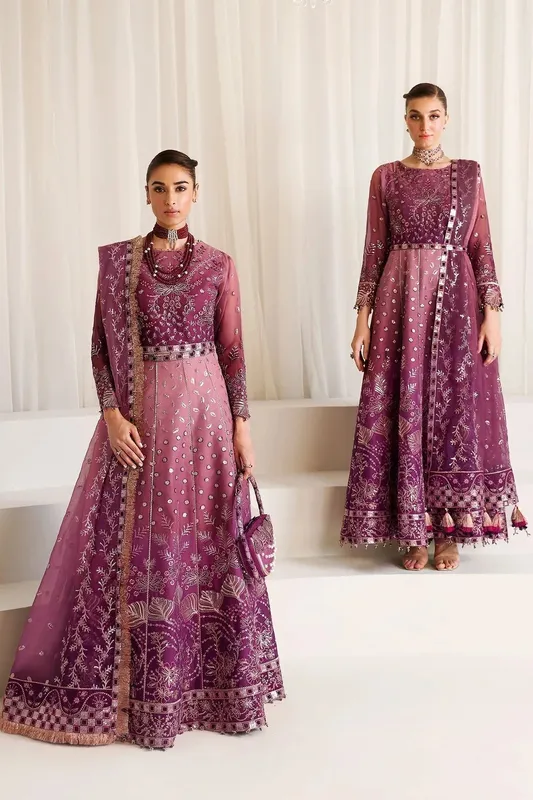 Alizeh La Ruha Wedding Formals Magenta Raw Silk – view 1 – Poshaq