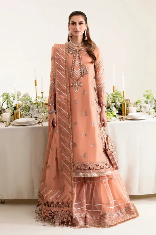Alizeh Reena Wedding Edits Peach Organza – view 1 – Poshaq