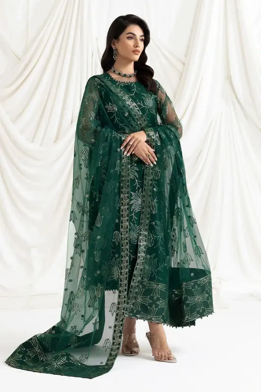 Alizeh Dua Formals 23 Green Net – view 1 – Poshaq