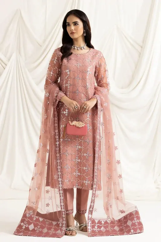 Alizeh Dua Formals 23 Pink Raw Silk – view 1 – Poshaq