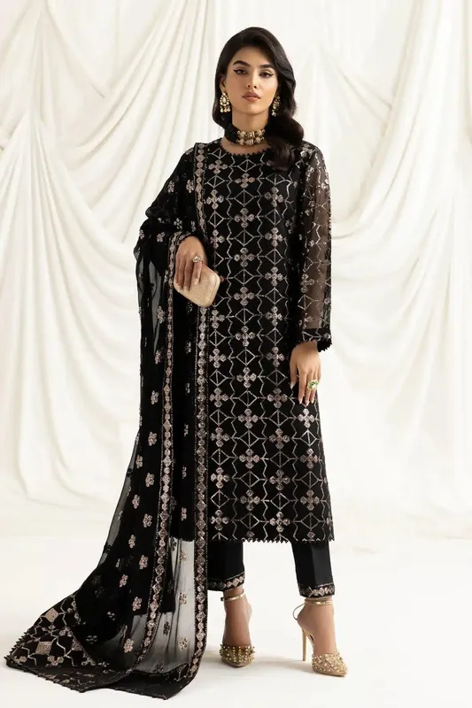 Alizeh Dua Formals 23 Black Chiffon – view 1 – Poshaq