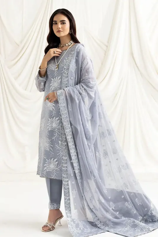 Alizeh Dua Formals 23 Grey Raw Silk – view 1 – Poshaq