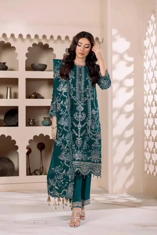 Alizeh Dua Formals 23 Green Raw Silk – view 1 – Poshaq