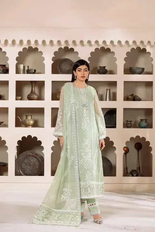 Alizeh Dua Formals 23 Green Raw Silk – view 1 – Poshaq