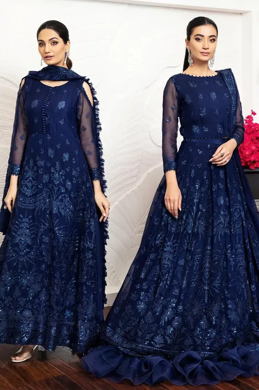 Alizeh Formals Collection Navy Blue Chiffon – view 1 – Poshaq