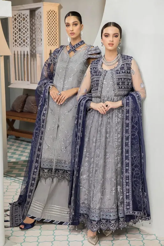 Alizeh Formals Collection Grey Raw Silk – view 1 – Poshaq
