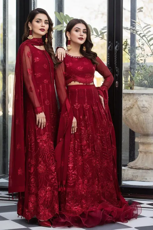 Alizeh Formals Collection Red Chiffon – view 1 – Poshaq